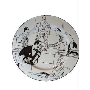 Epoch "LE RESTAURANT" Noritake 10 3/4 inch plate, French restaurant scene, B&W